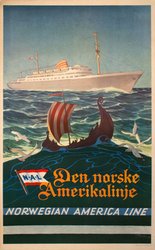 NAL Den Norske America Line original vintage poster