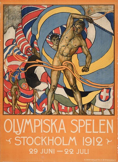 Olympiska Spelen Stockholm 1912 original poster designed by Hjortzberg, Olle (1872-1959)