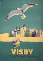 Visby Ilse of Gotland Sweden original vintage poster