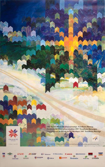 1997 Nordic World Ski Championships Trondheim Norway original poster designed by Rykkelid, Gro 