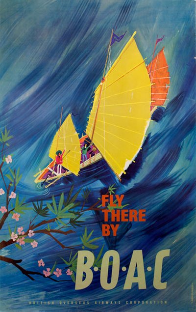 Fly there by BOAC Far East original poster designed by Judd, David