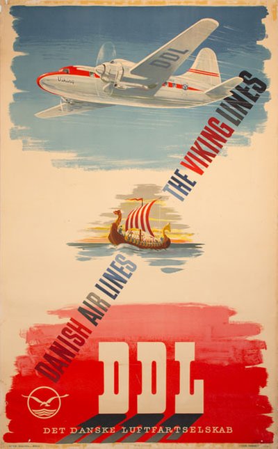 Danish Airlines DDL The Viking Lines original poster designed by Behrend