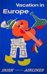 Vacation in Europe Irish International Airlines original vintage poster