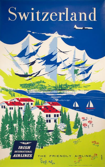 Switzerland Irish International Airlines  original poster designed by Terry