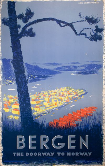 Bergen - the Doorway to Norway original poster designed by Kristoffersen, Kjell (1907-1981)