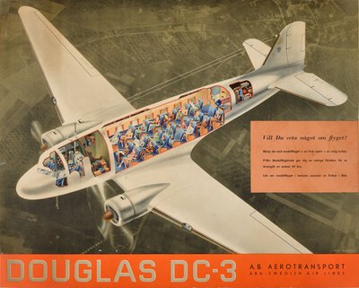 Aerotransport Douglas DC3 original poster designed by Wather, Jean (1910-1968)