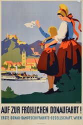 Auf zur fröhlichen Donaufahrt! original vintage poster