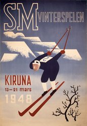 SM Vinterspelen, Kiruna 13-21 mars 1948 original vintage poster