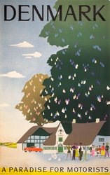Denmark a Paradise for Motorists  original vintage poster