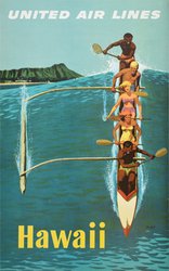 Hawaii United Air Lines original vintage poster