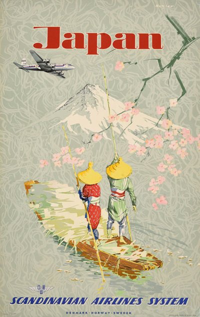 Japan - Scandinavian Airlines System original poster designed by Netzler, Kurt (1922-2006)