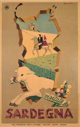 Visit Sardinia Italy Visitate Sardegna Italia original vintage poster