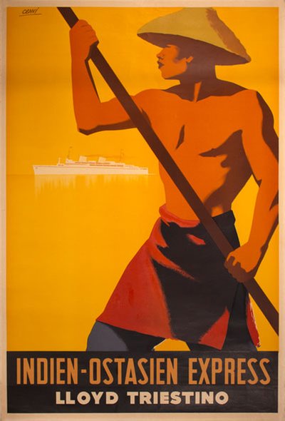 Indien-Ostasien Express Lloyd Triestino original poster designed by Cenni, Renato (1906-1977)