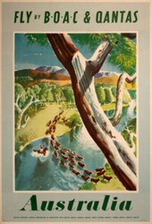 BOAC Qantas Australia original vintage poster
