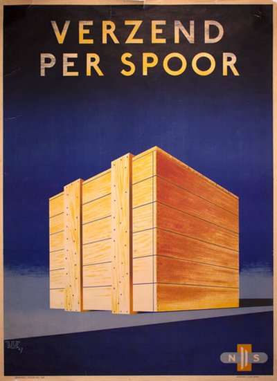 Verzend per Spoor - Netherlands Railways original poster designed by Weidema, Fedde (1915-1999)