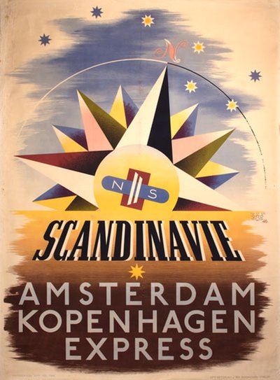 Scandinavian Express - Netherlands Railways original poster designed by Weidema, Fedde (1915-1999)