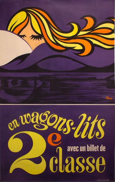 En wagons-lits 2e classe original poster designed by G. Bénard