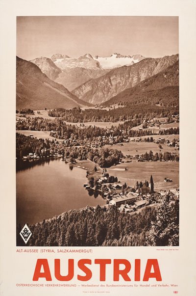 Alt Aussee Styria Salzkammergut Austria original poster designed by Photo: Brüder Lenz, Dobl bei Graz