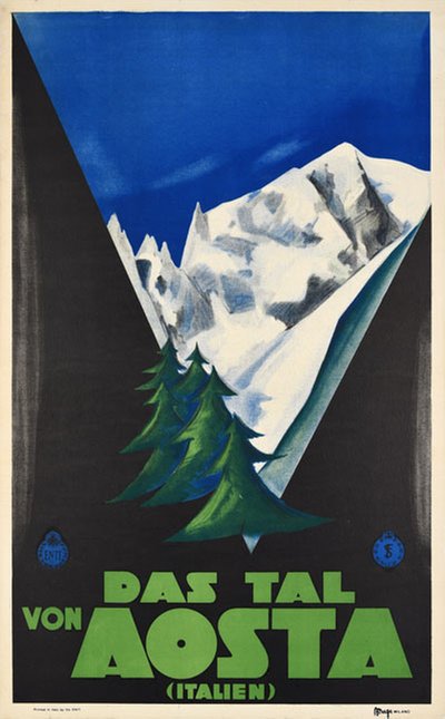 Das Tal von Aosta (Italien) original poster designed by Magagnoli, Giuseppe (1878-1933)