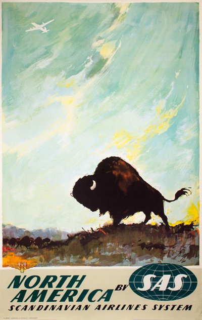 SAS - North America original poster designed by Nielsen, Otto (1916-2000)