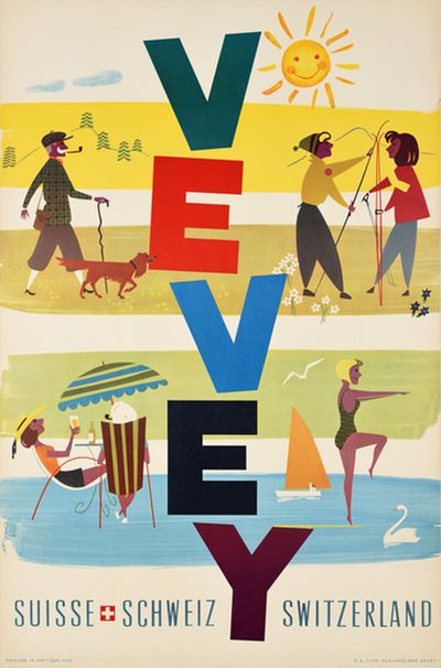 Vevey Suisse Switzerland Schweiz original poster designed by Artigas, Josep Ojeda (1919-1992)