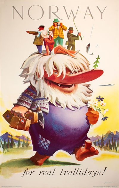 Norway for real trollidays! original poster designed by Yran, Knut (1920-1998)