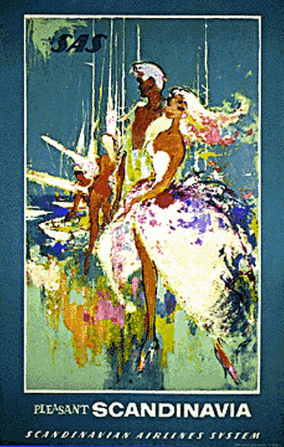 SAS - Pleasant Scandinavia original poster designed by Nielsen, Otto (1916-2000)