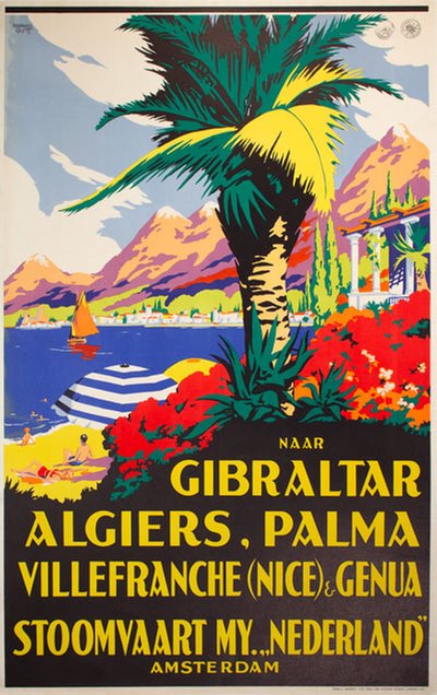 Stoomvaart Maatschappij Nederland - Gibraltar original poster designed by Bernard Rutt