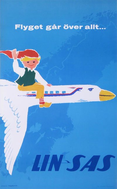 LIN SAS Nils Holgersson original poster designed by Pedersén, Fritjof (1923-2018)