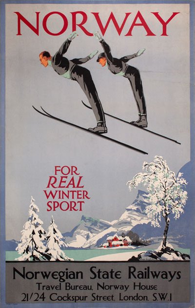 Norway for real winter sport original poster designed by Lingstrom, Freda (1893-1989)