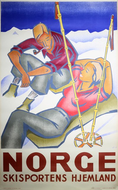 Norge - Skisportens hjemland original poster designed by Gert Jynge & Bjarne Engebret (JE)