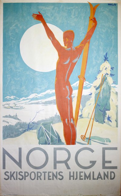 Norge - Skisportens hjemland original poster designed by Davidsen, Trygve M. (1895-1978) 
