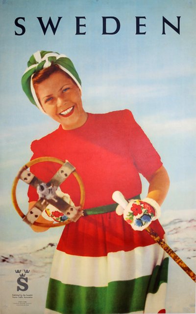Sweden Ski poster original poster designed by Esselte reklam