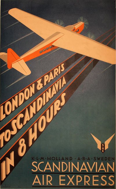 Scandinavian Air Express original poster designed by Beckman, Anders (1907-1967)