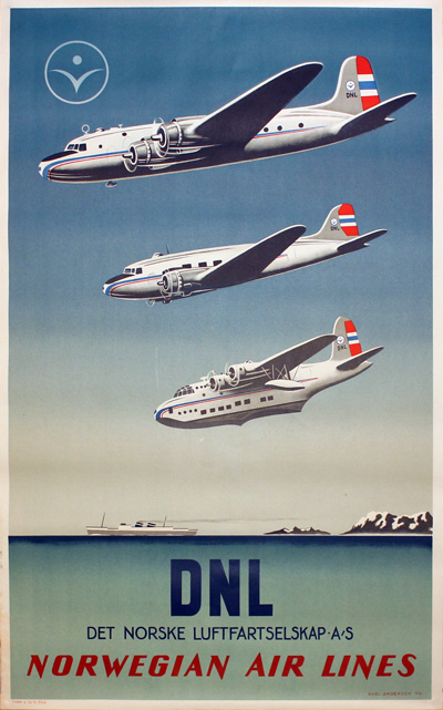 Vintage Scandinavian Airlines Oslo Poster A3 Print 