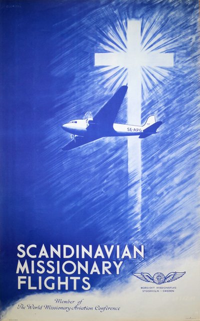 Scandinavian Missionary Flights original poster designed by G. Cassel