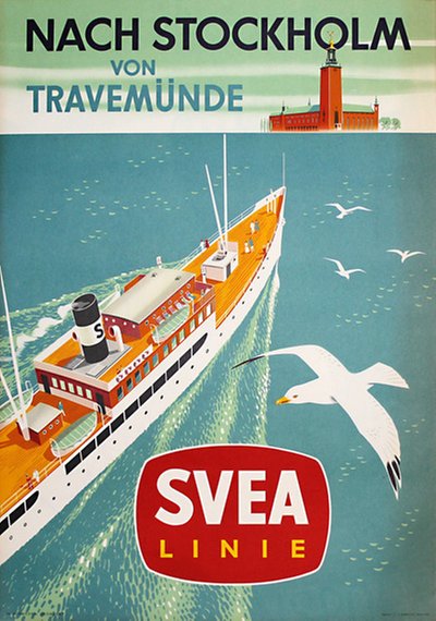 Svea Linie - Stockholm Travemünde original poster designed by Penco
