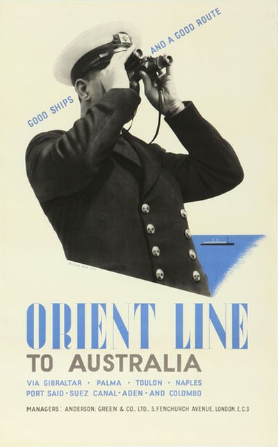 Orient Line - to Australia original poster designed by Beck, Richard (1912-1985)