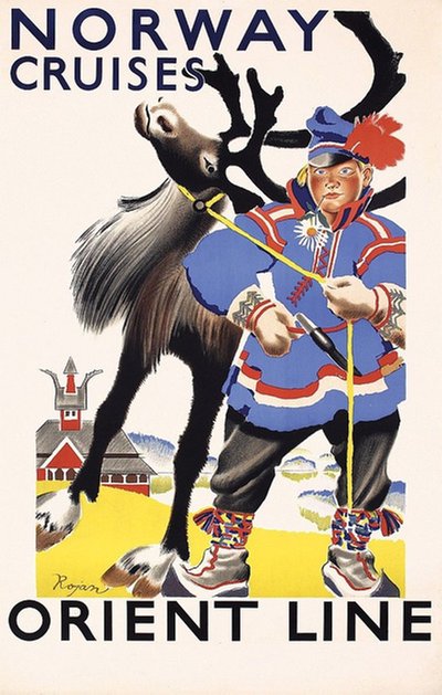 Orient Line - Norway Cruises original poster designed by Rojan