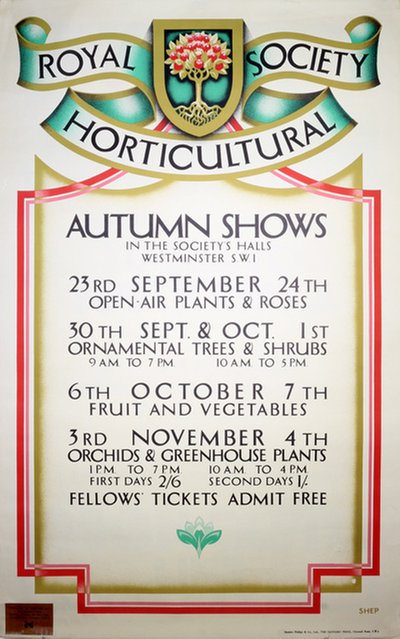 Royal Horticultural Society Autumn Shows original poster designed by Shepard, Charles (1892-1976)