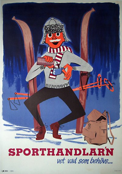 Sporthandlar'n - Sweden ski poster original poster designed by ECO Internationell Annonsbyrå AB