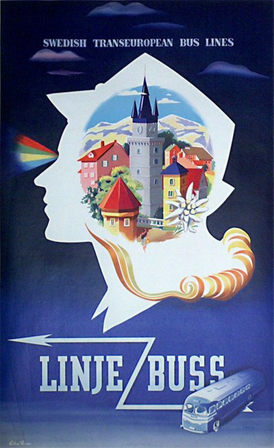Linjebuss  original poster designed by Else Bison