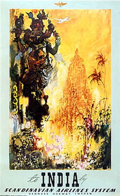 SAS - India original poster designed by Nielsen, Otto (1916-2000)