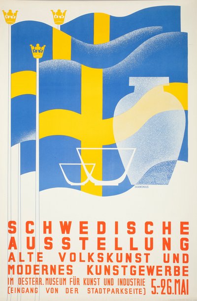 Schwedische Ausstellung Modernes Volkskunst original poster designed by Skawonius, Sven Erik (1908-1981)