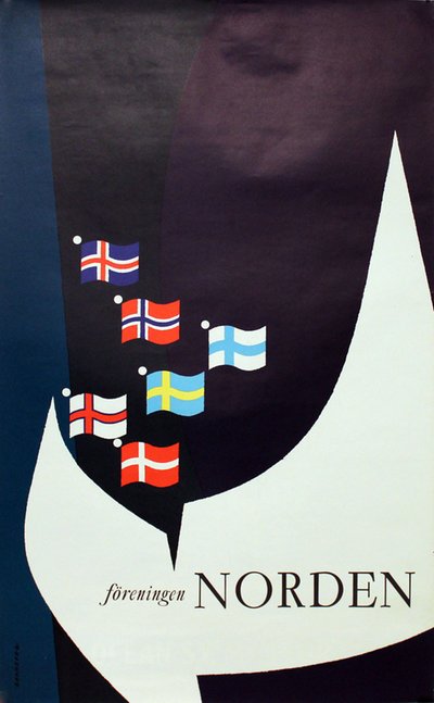 Föreningen Norden original poster designed by Bramberg, Lars
