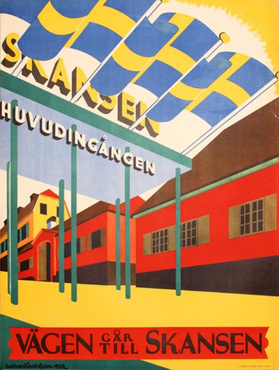 Skansen Stockholm Sweden original poster designed by Gustafsson, Gotthard (1902-1950)
