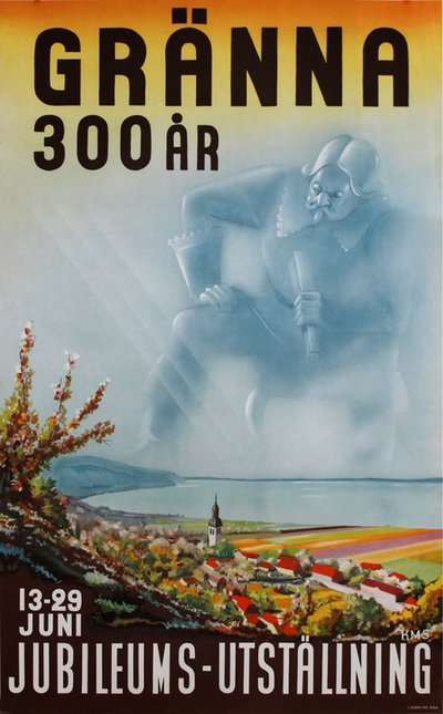 Gränna 300 år Jubileums - Utställning original poster designed by Svensson, Karl Mauritz (1905-1964)
