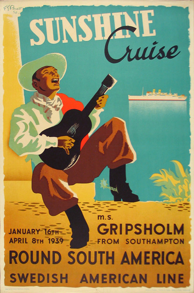 Original authentic vintage poster - Title: 'Swedish American Line