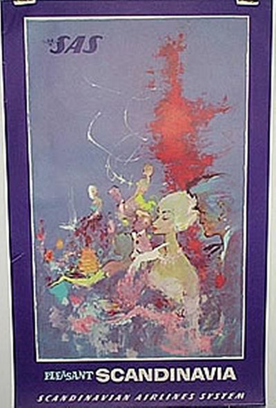 SAS - Pleasant Scandinavia  original poster designed by Nielsen, Otto (1916-2000)