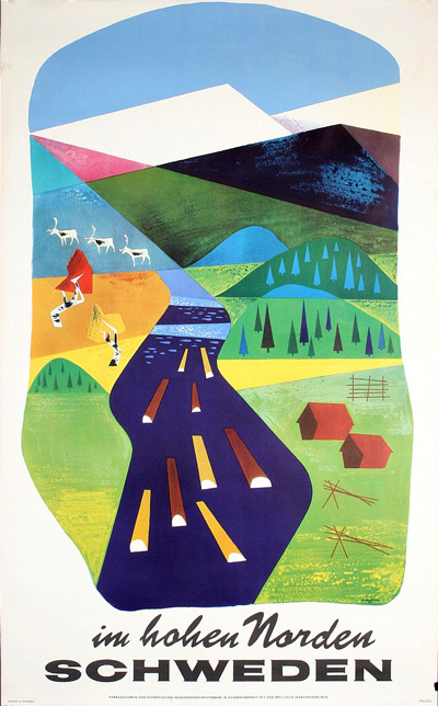 Original vintage poster: Schweden im hohen Norden designed by S. Krede sold